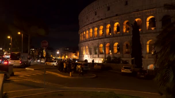 Roma Italia Marzo 2018 Coliseo Por Noche — Vídeo de stock
