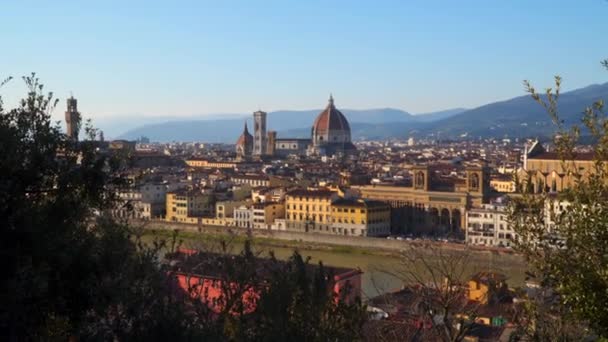 Florens Solnedgången Utsikten Över Florens Från Piazzale Michelangelo — Stockvideo