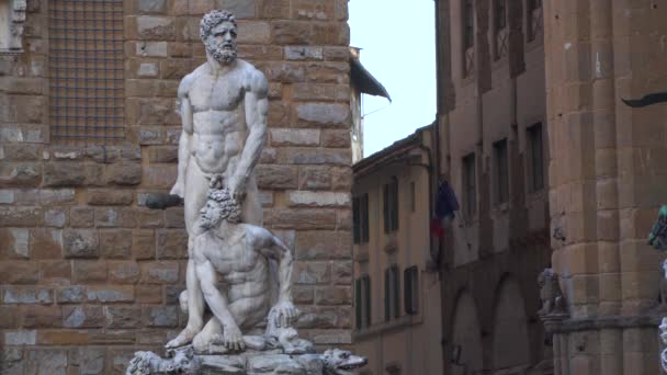 Florencia Italia Marzo 2018 Hércules Caco Una Escultura Blanca Derecha — Vídeos de Stock