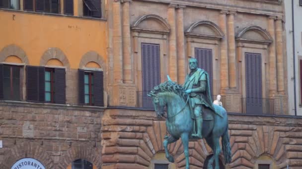 Florence Italië Maart 2018 Paardensport Standbeeld Van Cosimo Florence — Stockvideo
