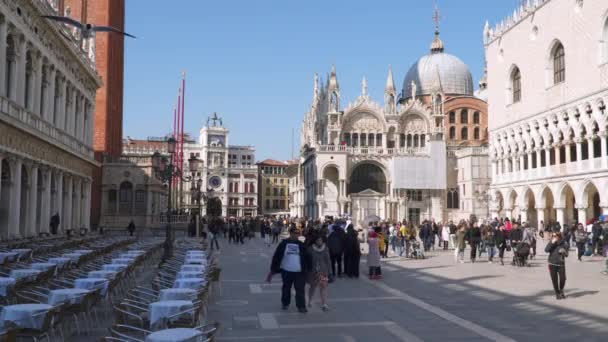 Venedig Italien Mars 2018 Piazza San Marco — Stockvideo