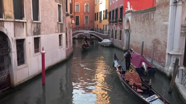 Benátky Itálie Března 2018 Pořizování Gondole Projet Kanálech Benátkách — Stock video
