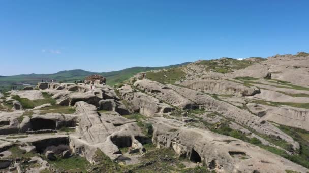 Uplistsikhe Eski Bir Mağara Kentidir Gürcistan Ilk Şehirlerinden Biridir Kayanın — Stok video