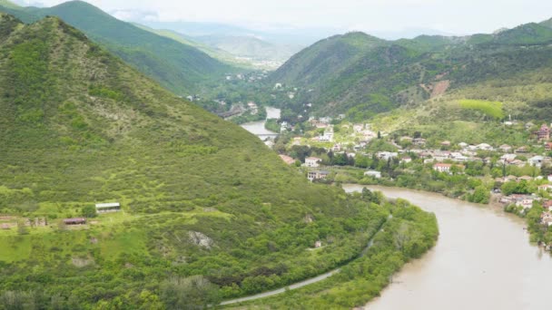 Mtskheta Stad Georgien Belägen Vid Sammanflödet Aragvi Och Kura — Stockvideo