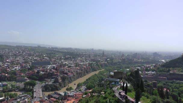 Tiflis Şehri Hava Görüntüsü Georgia — Stok video