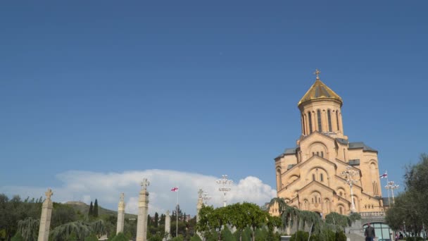 Tiflis Georgia Nın Kutsal Üçlü Katedrali Tsminda Sameba Katedrali — Stok video