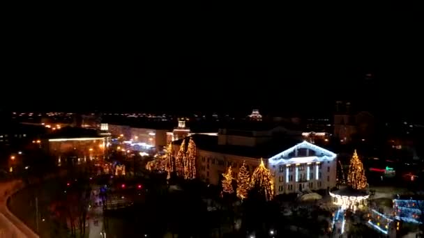 Noworoczne Oświetlenie Rynku Miejskim Hiperlapsja Nocy — Wideo stockowe
