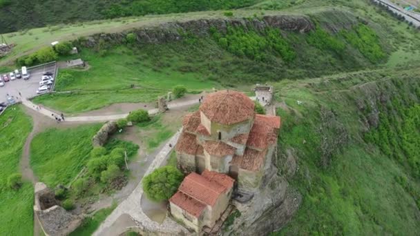 Μονή Jvari Mtskheta Στη Γεωργία Αεροφωτογραφία — Αρχείο Βίντεο