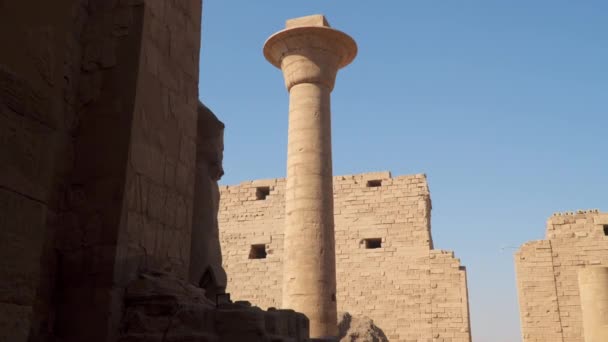 Kolumna Architektoniczna Świątyni Karnak Luksorze Egipt — Wideo stockowe