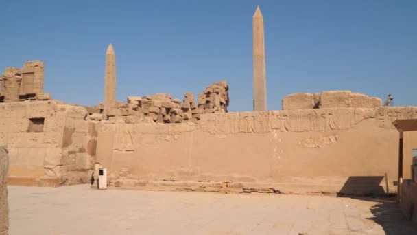 Luxor Egipt Stycznia 2020 Obeliski Świątyni Karnaka Luksorze — Wideo stockowe