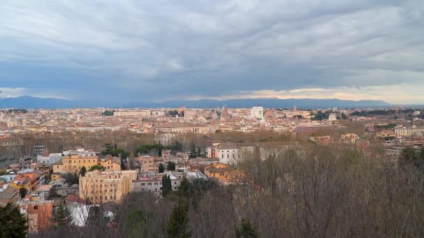 Italien Tak Och Kupoler Katedraler Rom Vid Solnedgången — Stockvideo