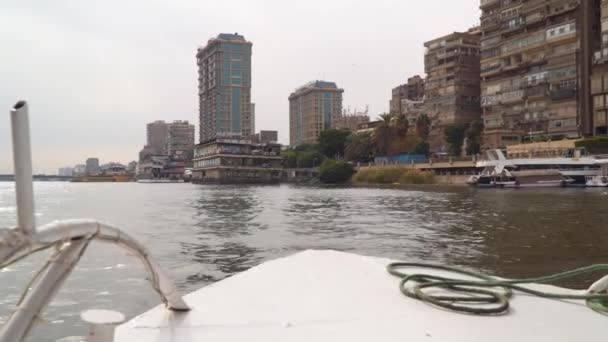 Κάιρο Αίγυπτος Ιανουαρίου 2020 Θέα Από Πλοίο Που Πλέει Στον — Αρχείο Βίντεο