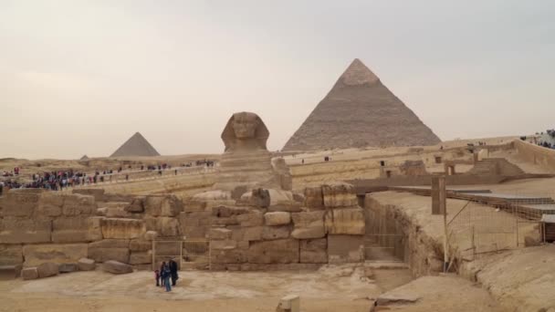 Giza Egypt Gennaio 2020 Altopiano Giza Grandi Piramidi Grande Sfinge — Video Stock