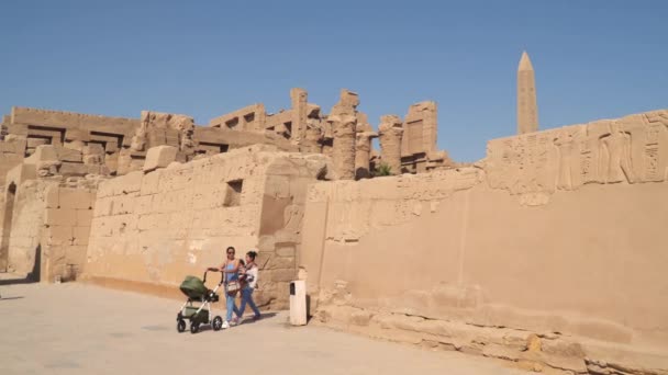 埃及卢克索 2020年1月16日 卡尔纳克神庙 埃及最大的寺庙卢克索寺的游客 — 图库视频影像