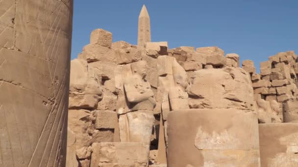 Статуи Храме Карнака Луксор Египет — стоковое видео