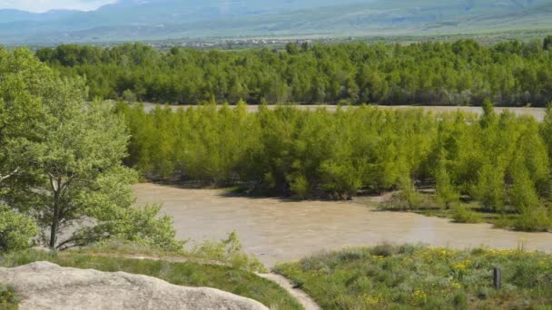 Kura Een Van Grootste Rivieren Georgië Kura Rivier Stroomt Door — Stockvideo