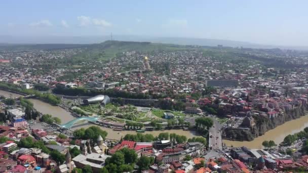 Capitale Della Georgia Tbilisi Vista Aerea — Video Stock