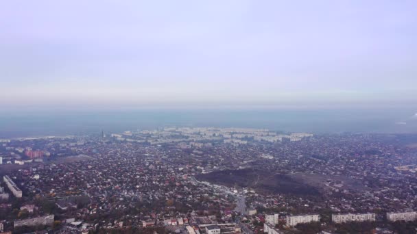 Nebel Der Stadt Luftaufnahme Mariupol Ukraine — Stockvideo