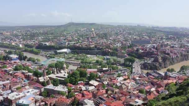 Vista Aérea Ciudad Tiflis Tiflis Capital Georgia — Vídeos de Stock