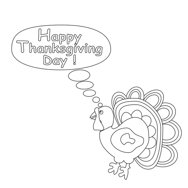 Ein Truthahn. Happy Thanksgiving Day Konzept. Kinder Malseite. — Stockvektor