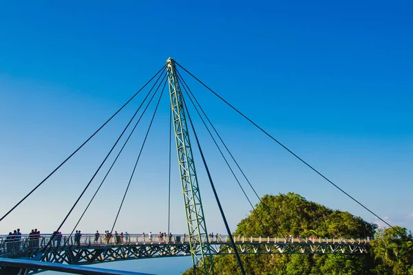 Sky bridge symbol Langkawi island. Adventure holiday. Modern technology. Tourist attraction. Travel concept.