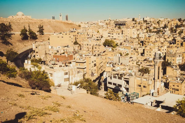 Amman city view with Umayyad Palace on background. Urban landscape. Residential area. Arabic architecture. Eastern city — Stock Photo, Image
