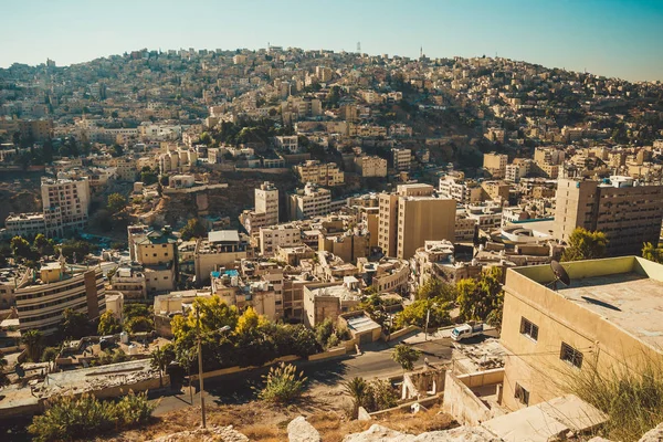 Amman city, Jordan capital. Aerial view from Citadel hill. Urban landscape. Residential area. Arabic architecture. Eastern city. Travel concept — Stock Photo, Image