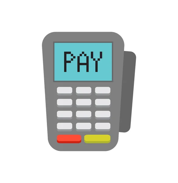 Máquina Pagamento Vetorial Cartão Crédito Terminal Pos Confirma Pagamento Por — Vetor de Stock