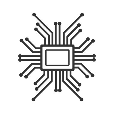 İşlemci şeffaf simgesi. Yapay Zeka koleksiyonundan Cpu sembolü tasarımı. Basit element vektör çizimi. Kullanılabilir. İşlemci şeffaf simgesi.