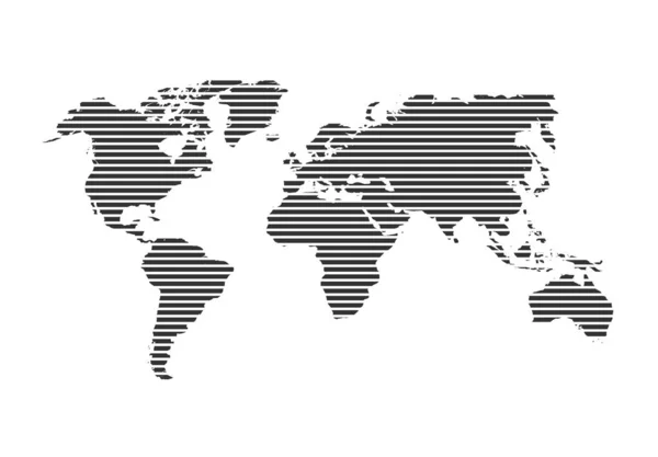 Vector de mapa del mundo, diseño estilizado de línea aislado sobre fondo blanco. Tierra plana, plantilla de mapa gris para el patrón del sitio web, informe anual, infografías. Viajar por todo el mundo, mapa silueta telón de fondo . — Archivo Imágenes Vectoriales