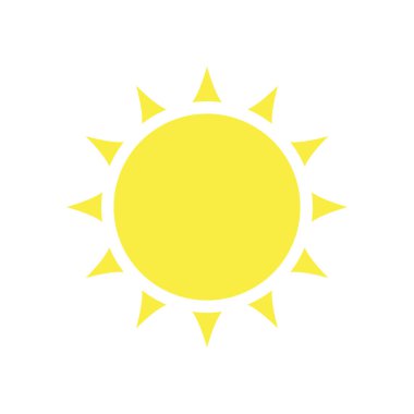 Güneş ikonu. Web sitesi tasarımı, web düğmesi, mobil uygulama için son moda vektör yaz sembolü. Güneş simgesi