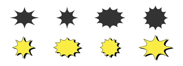 Promo Sale Starburst Sticker Sunburst Label Icons Vector Set Black — Vetor de Stock