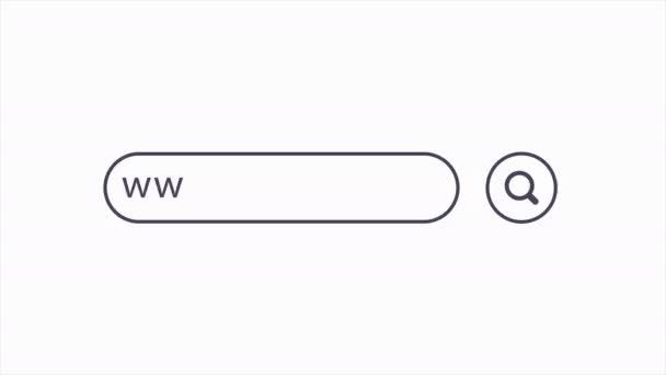 Animation of a web search. Typing into Search Engine on white background. Search bar icon animation. Web search — Stock Video
