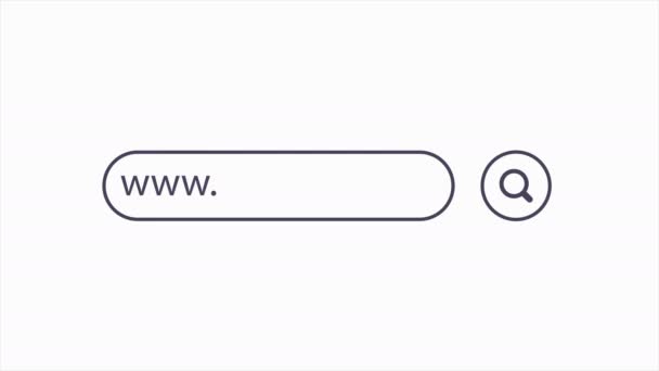 Animation of a web search. Typing into Search Engine on white background. Search bar icon animation. Web search — Stock Video