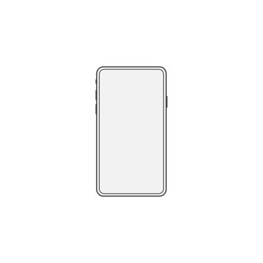 Akıllı telefon ikon vektörü. İnce çizgili akıllı telefon taslağı ikon vektör çizimi. Web ve mobil uygulamalarda kullanım için doğrusal sembol 10