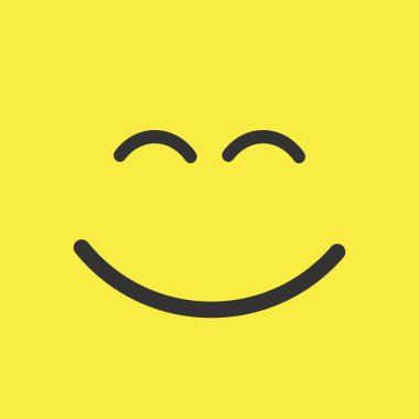 Gülme ikonu şablonu tasarımı. Sarı arka planda gülümseyen simge vektör logosu. Yüz çizgisi sanat tarzı