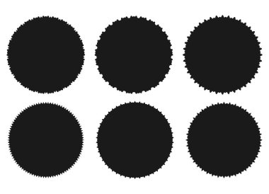 Yıldız patlaması etiketi hazır. Siyah düz fiyat etiketleri, patlama siluetleri, yıldız patlaması satış rozeti. Vektör çizimi. Yıldız boş etiketi, çıkartmalar amblem