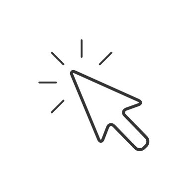 Düz biçimli bilgisayar fare imleç simgesi. Beyaz izole arkaplanda ok imleci vektör çizimi. Düz biçimli bilgisayar fare imleç simgesi.