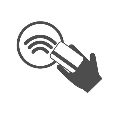 Bağlantısız NFC kablosuz ödeme işareti logosu. Kredi kartı nfc ödeme vektörü kavramı.