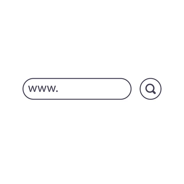 www arama çubuğu simgeleri. Vektör illüstrasyonu arka planda izole edildi. Web sitesi, uygulama, ui ve logo için www arama çubuğu simgesi. Arama ve www kavramını kabul et.