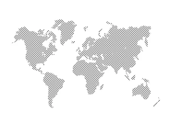 Mapa político mundial punteado. Plantilla con puntos grises aislados sobre fondo blanco. Vector World map for website, design, cover, infographics (en inglés). Ilustración gráfica de Tierra Plana. — Archivo Imágenes Vectoriales