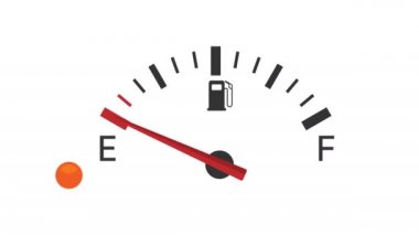 4k Animation Car Fuel Dashboard Moving Up Pin Needle Fuel Full With Alpha Channel