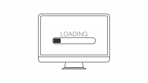 Loading bar animation on white screen. The concept of computer technology — 图库视频影像