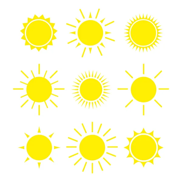 Солнцы - элементы дизайна векторных солнц, коллекция солнц — стоковый вектор