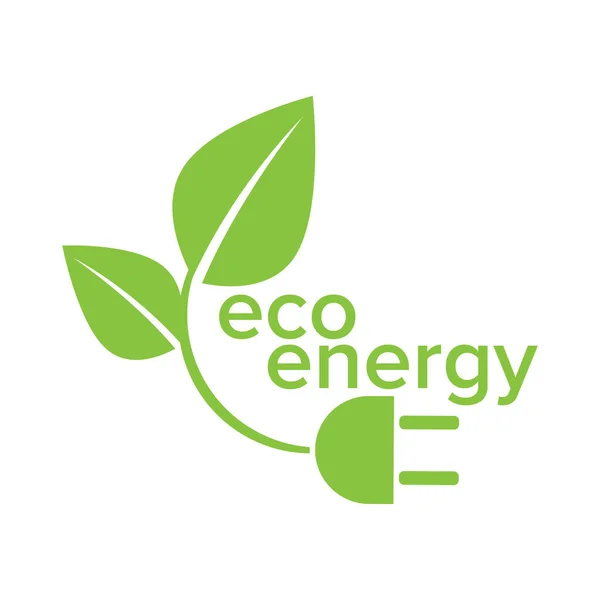 Ekologia i koncepcja Fan, Zielone liście wokół miast pomóc Świat z ekologicznymi pomysłami Eco logo energii szablon wektor ikona ilustracji. Energia elektryczna, środowisko. — Wektor stockowy