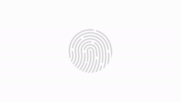 Animaţie de amprentă alfa mat. Touch ID procesare digitală futuristă a conceptului de scaner biometric. Securitate. Contextul, crima. acceptate — Videoclip de stoc