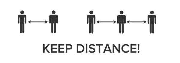 Mantenha distância das multidões ou do ícone uns dos outros. Sinal de distanciamento social, pode ser usado durante a prevenção de surtos de coronavírus covid19 —  Vetores de Stock