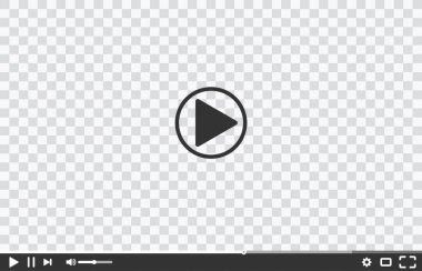 Şeffaf arkaplanda izole edilmiş web ya da mobil uygulamalar için yeni video oynatıcı pencere şablonu. Düz stil video izleme çevrimiçi minimalist sayfa tasarımı. Vektör illüstrasyonu