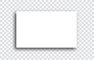 Şeffaf kareli arka planda izole edilmiş gölgesi olan gerçekçi boş bir kağıt. Defter ya da kitap sayfası. Tasarım şablonu veya maketi. Vektör illüstrasyonu.