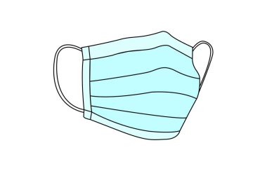 İzole edilmiş arka planda bulunan bakteri ve virüslerin korunmasından dolayı tıbbi maske. Vektör illüstrasyonu